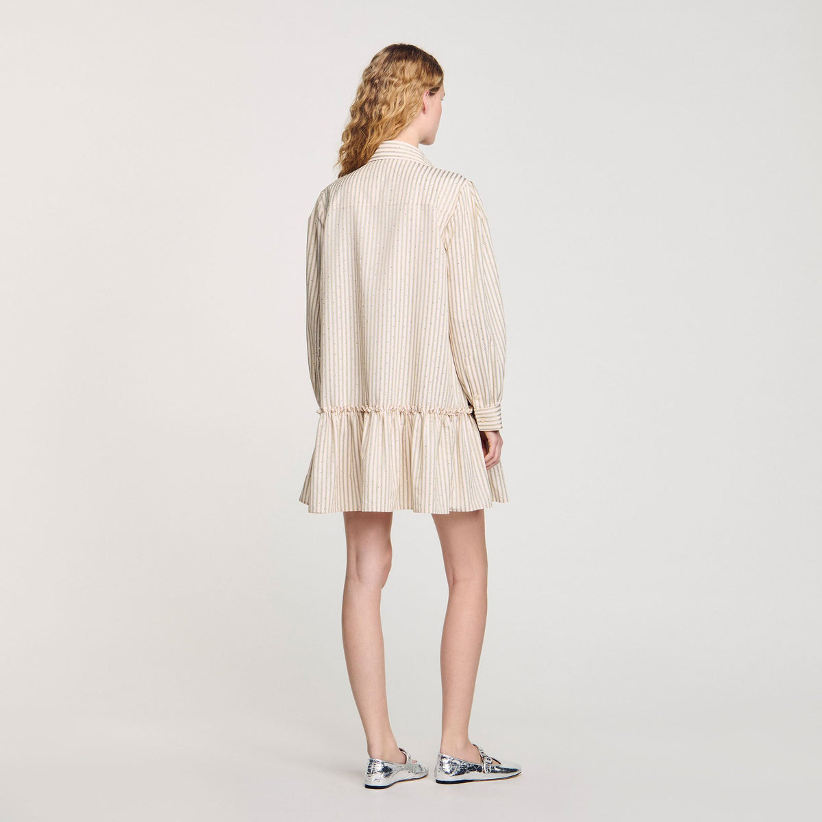 Rhinestone striped shirt dress | Sandro