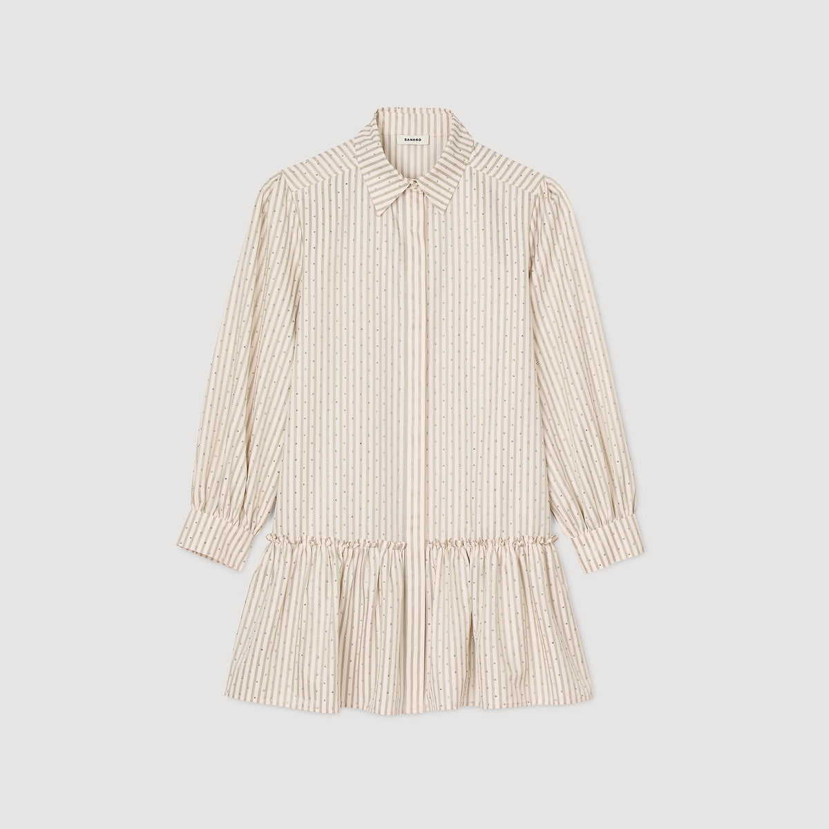 Rhinestone striped shirt dress | Sandro