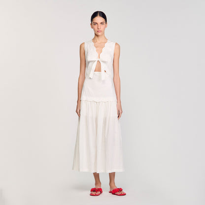 Crinkled maxi dress with bow | Sandro