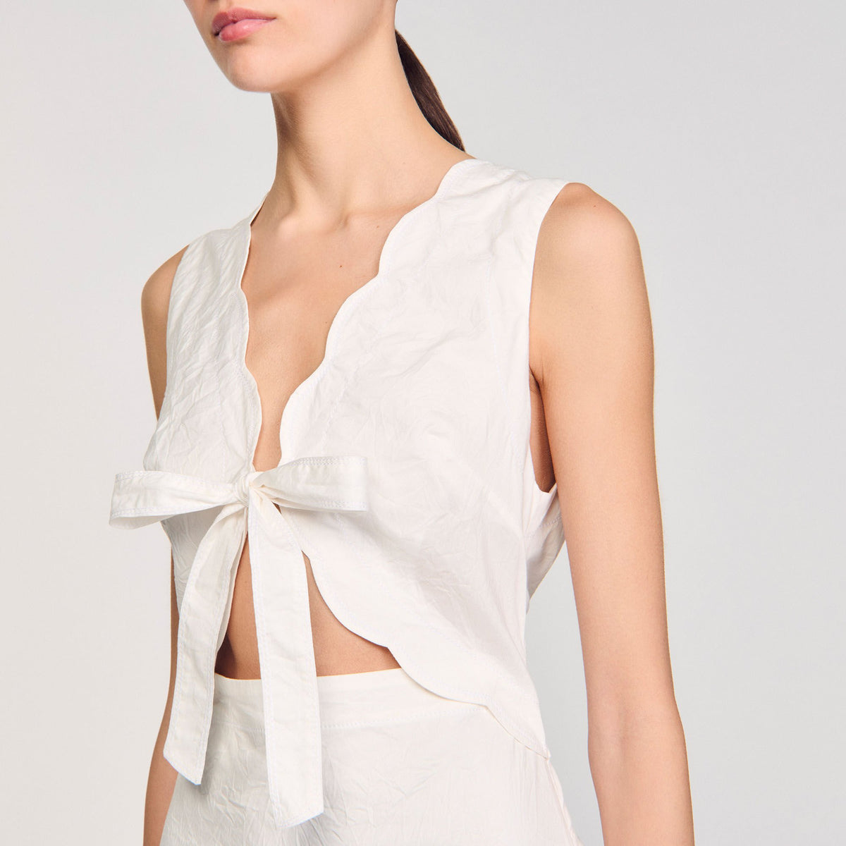 Crinkled maxi dress with bow | Sandro