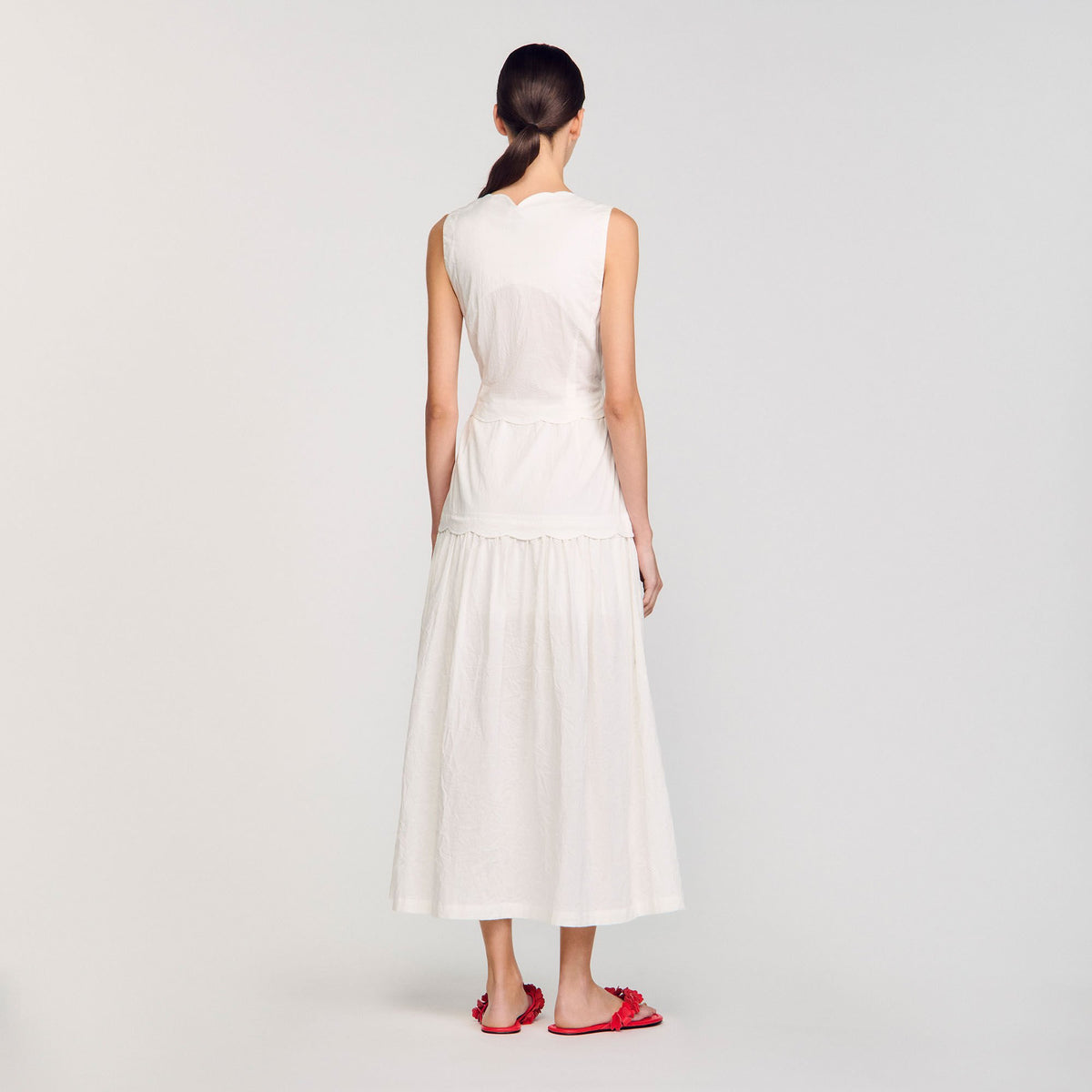 Crinkled maxi dress with bow | Sandro