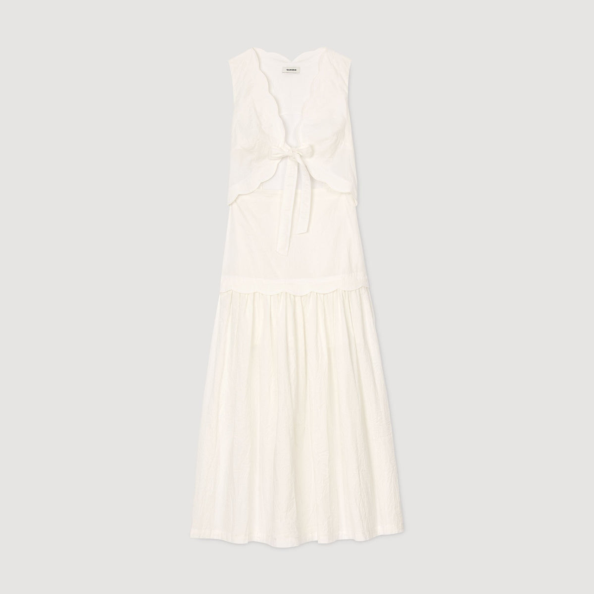 Crinkled maxi dress with bow | Sandro