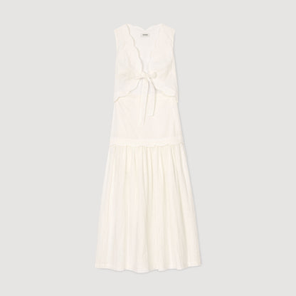 Crinkled maxi dress with bow | Sandro