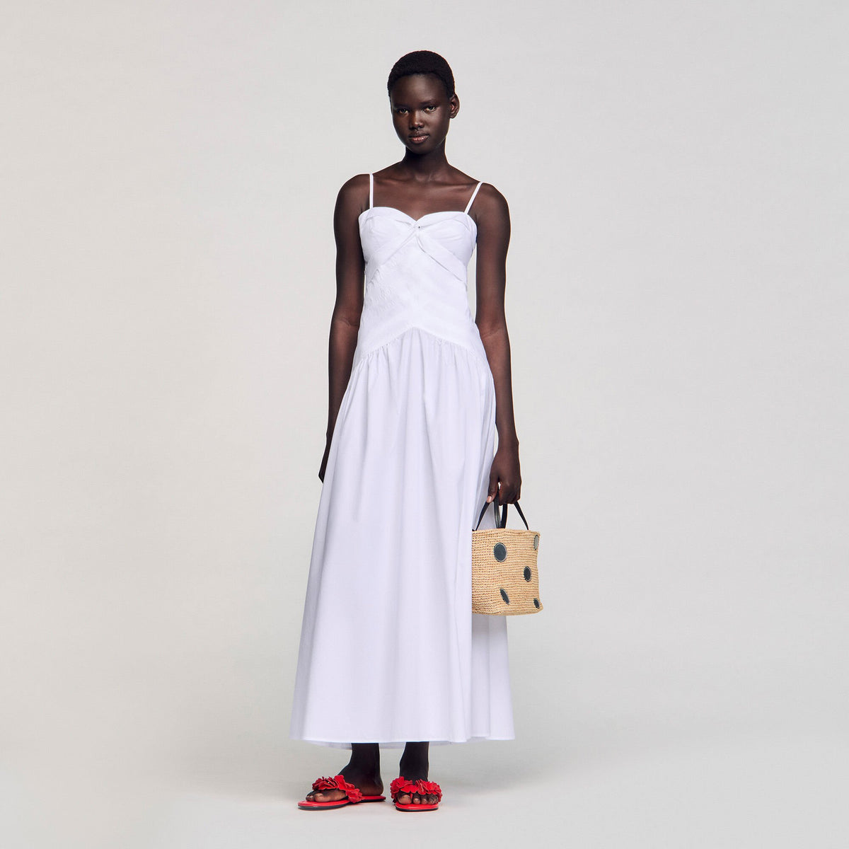 Draped bustier maxi dress | Sandro