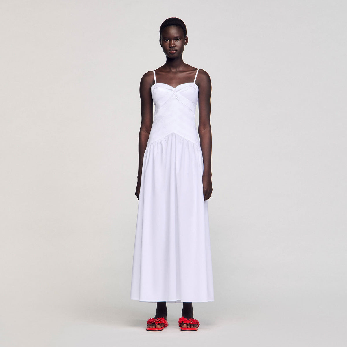 Draped bustier maxi dress | Sandro