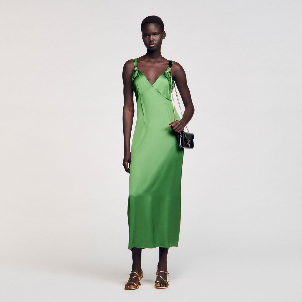 Fluid satin-effect dress | Sandro