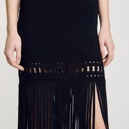 Fringed knit dress | Sandro
