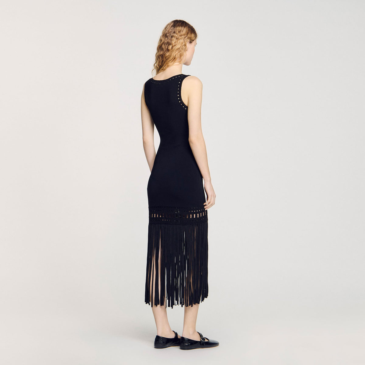 Fringed knit dress | Sandro