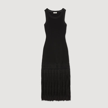 Fringed knit dress | Sandro