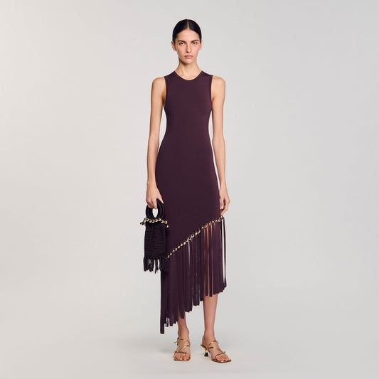 Fringed and beaded maxi dress | Sandro