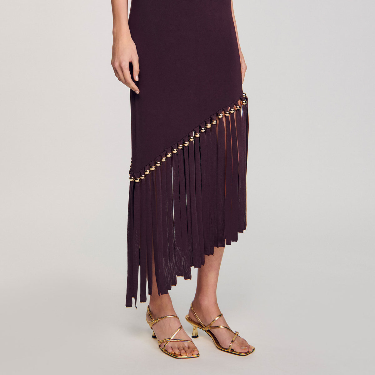 Fringed and beaded maxi dress | Sandro