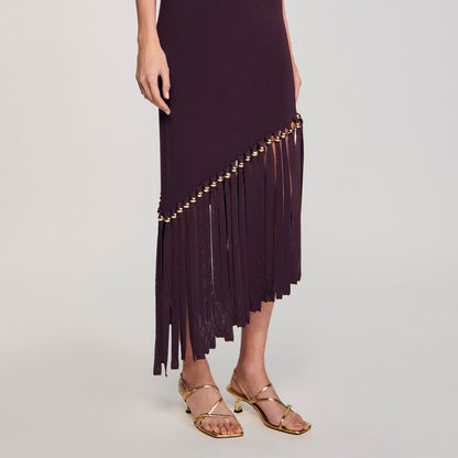 Fringed and beaded maxi dress | Sandro
