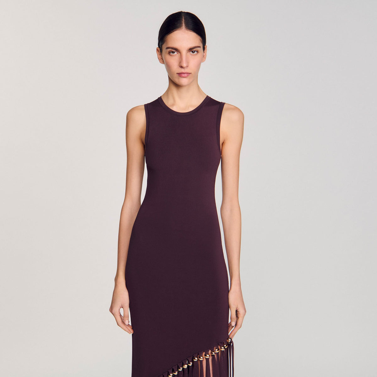 Fringed and beaded maxi dress | Sandro