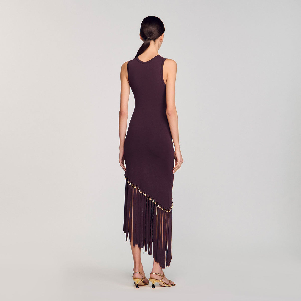 Fringed and beaded maxi dress | Sandro