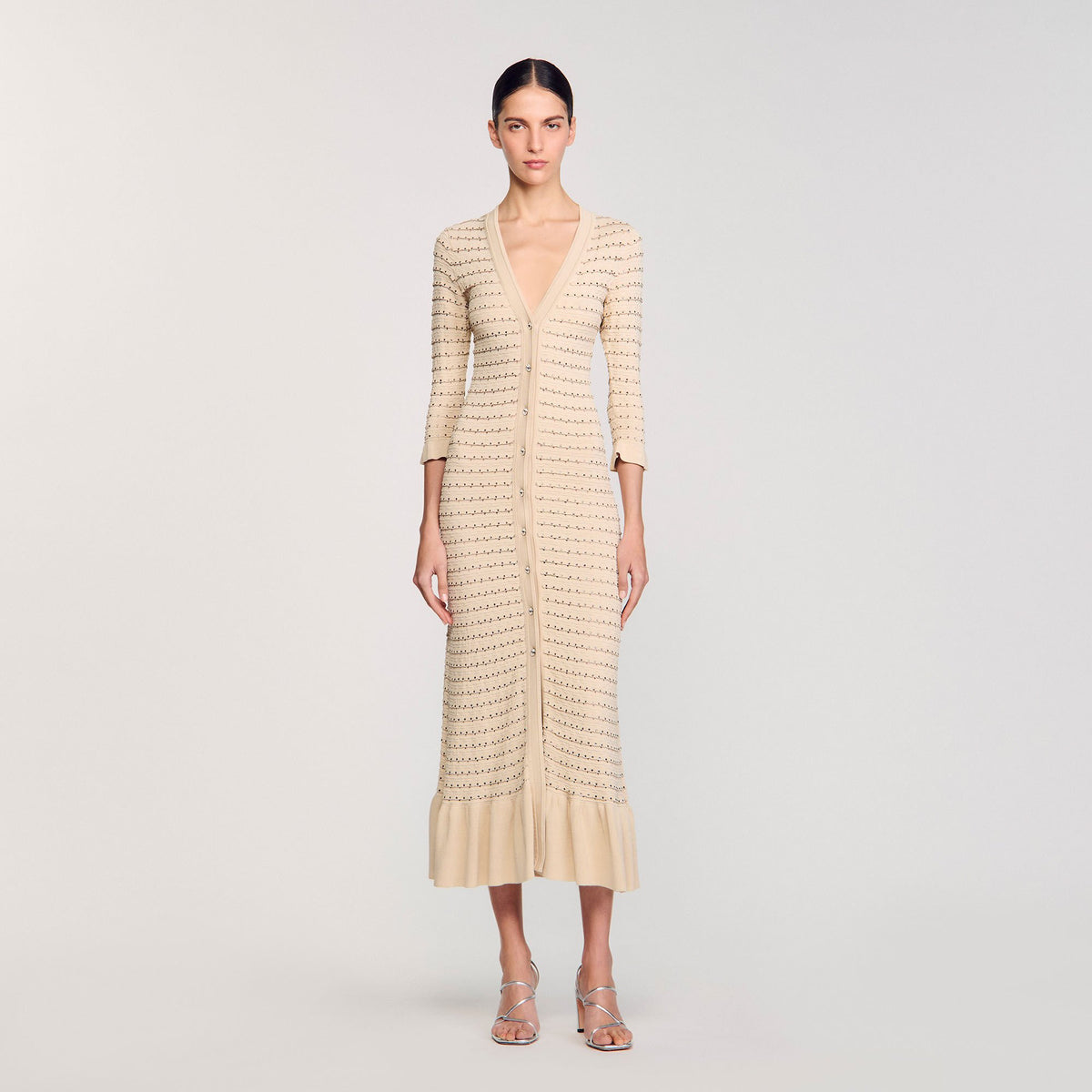 Rhinestone knit maxi dress | Sandro