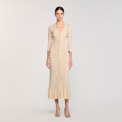 Rhinestone knit maxi dress | Sandro