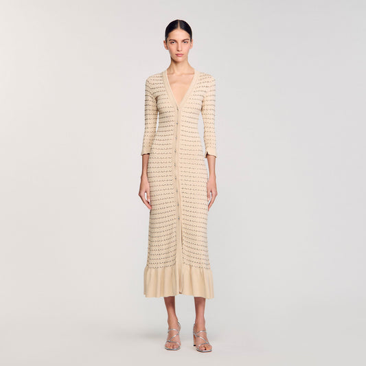 Rhinestone knit maxi dress | Sandro