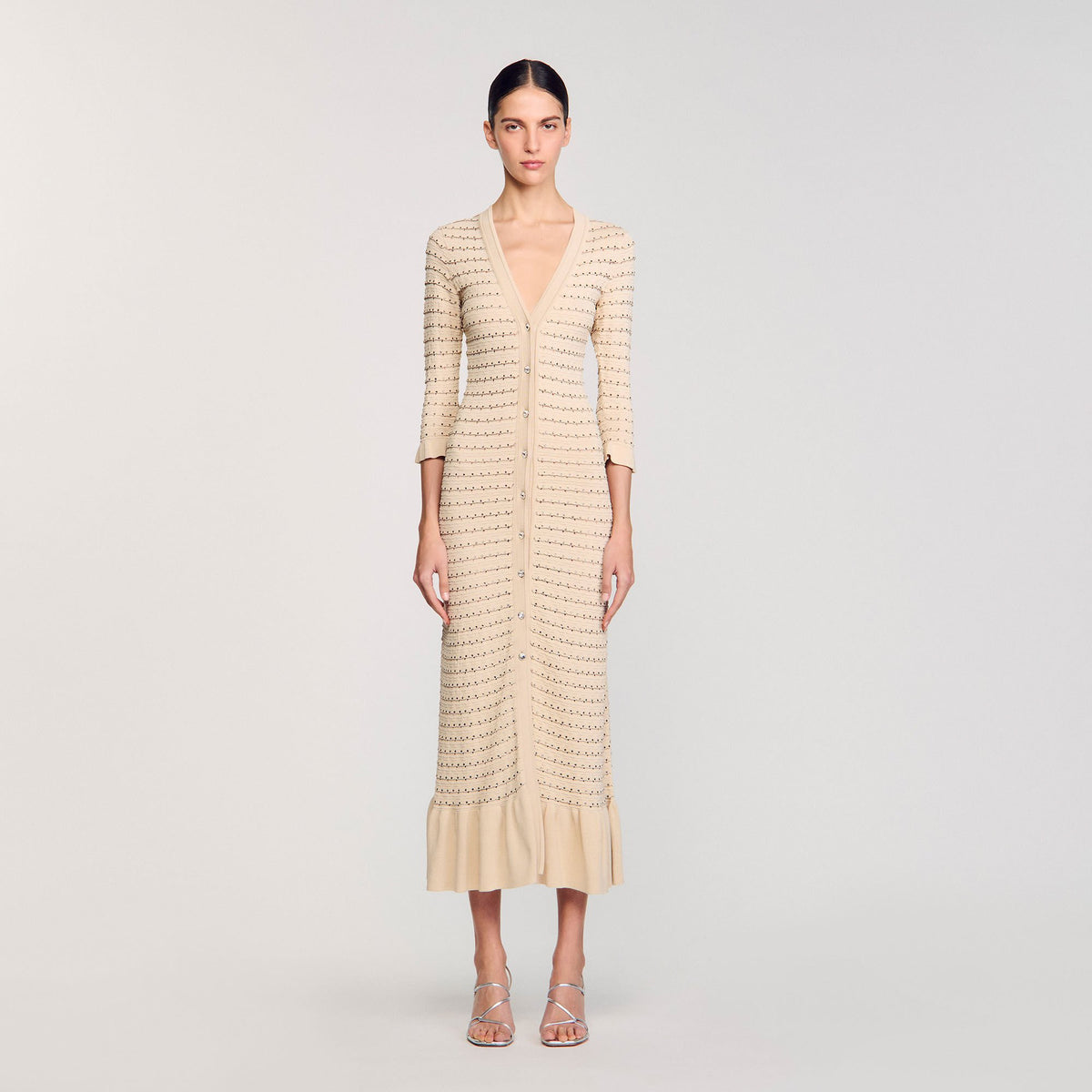Rhinestone knit maxi dress | Sandro