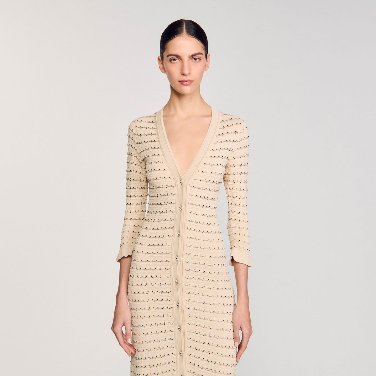 Rhinestone knit maxi dress | Sandro