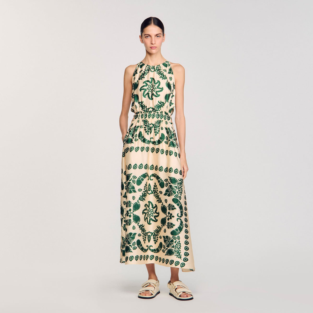Leaf print maxi dress | Sandro
