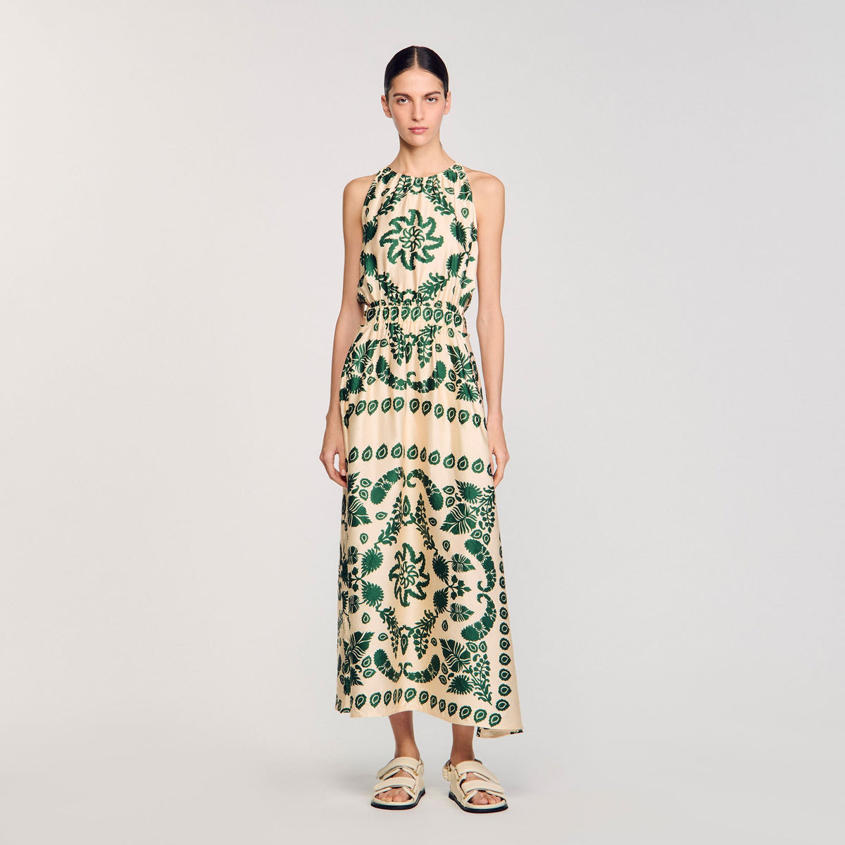 Leaf print maxi dress | Sandro
