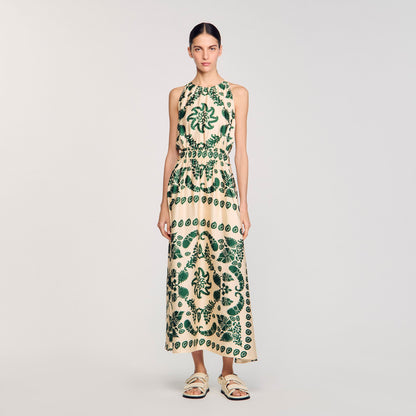 Leaf print maxi dress | Sandro