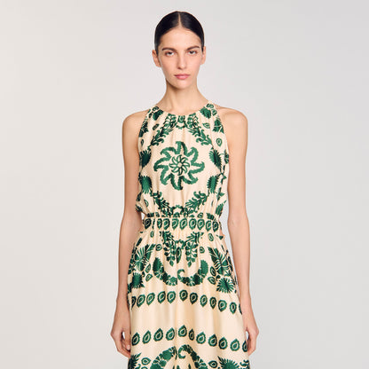 Leaf print maxi dress | Sandro
