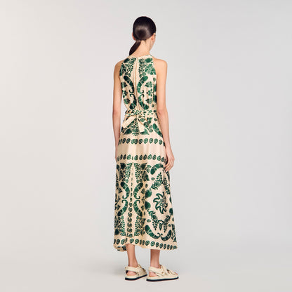 Leaf print maxi dress | Sandro