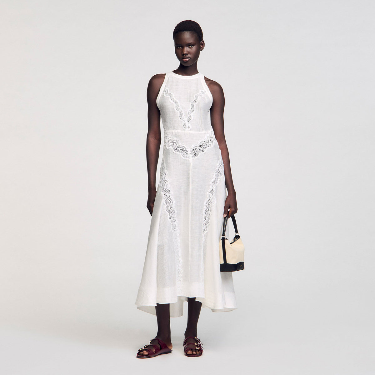 Lace trim maxi dress | Sandro