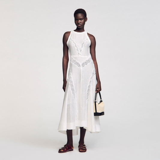 Lace trim maxi dress | Sandro