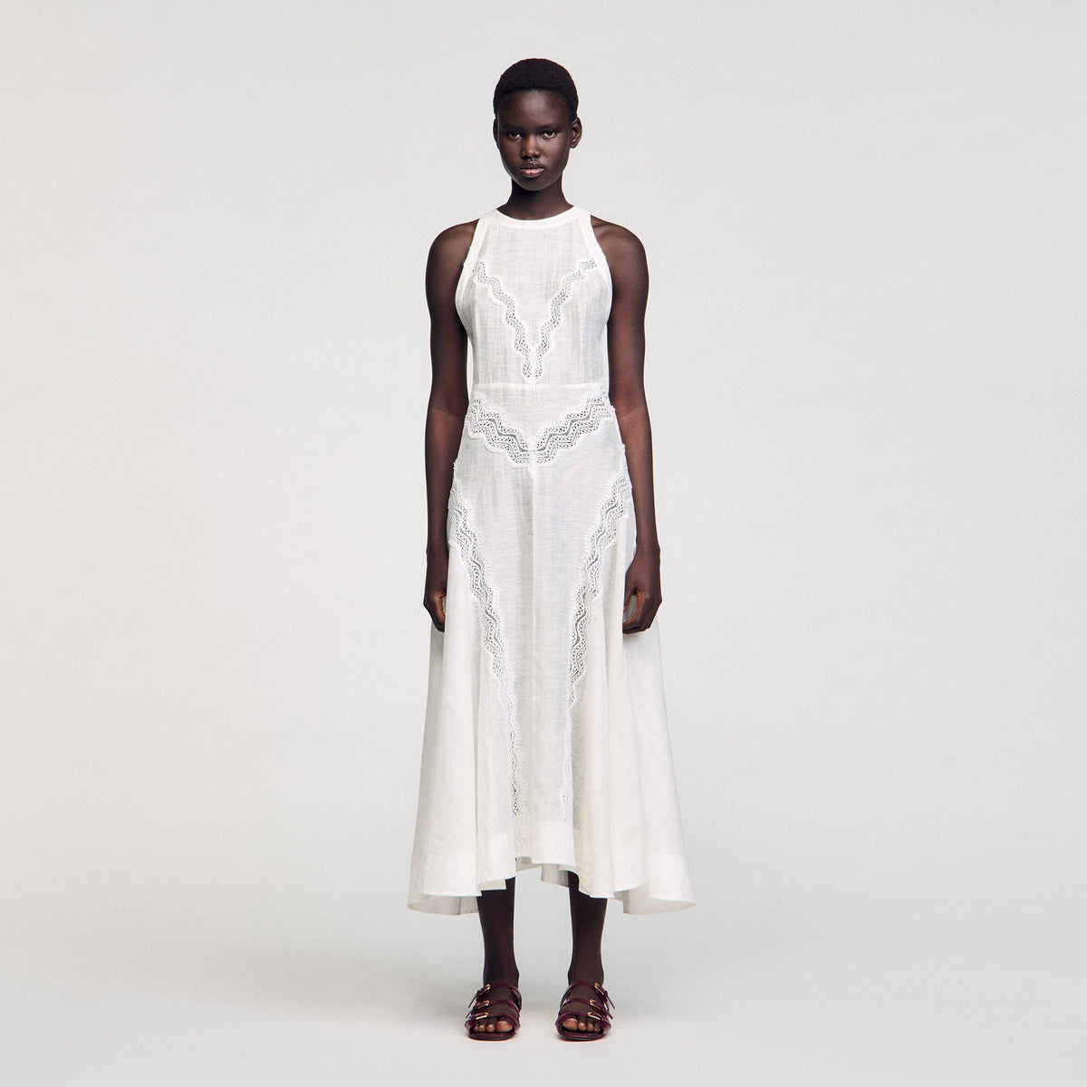 Lace trim maxi dress | Sandro