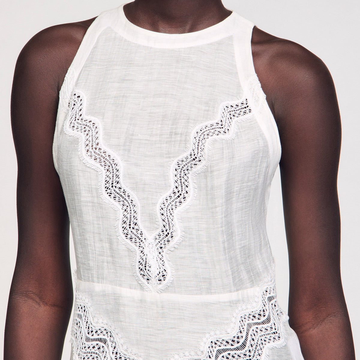Lace trim maxi dress | Sandro