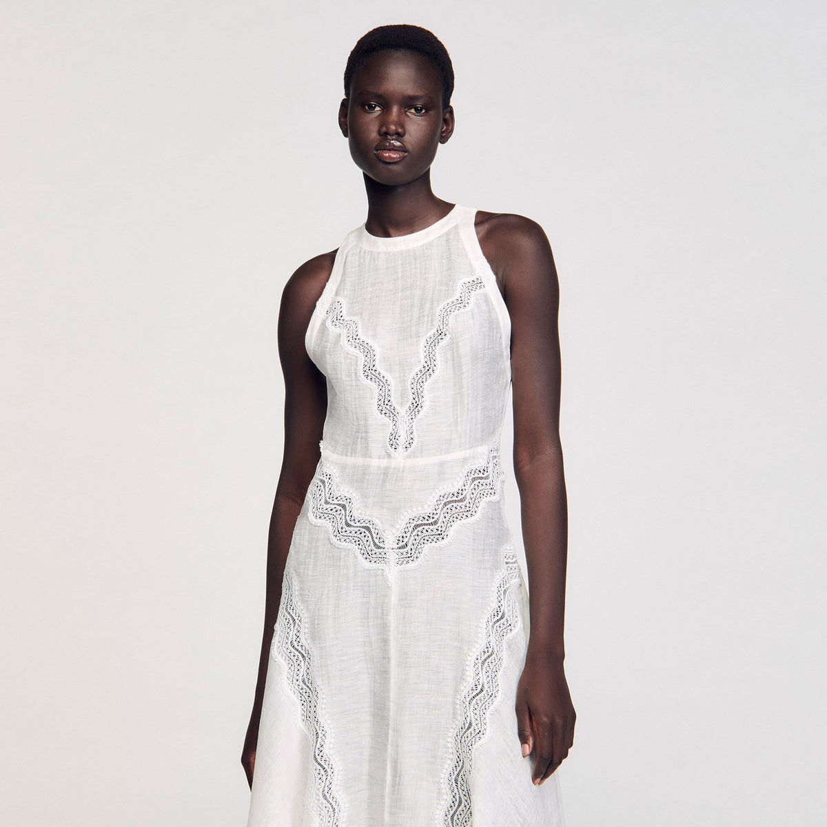 Lace trim maxi dress | Sandro