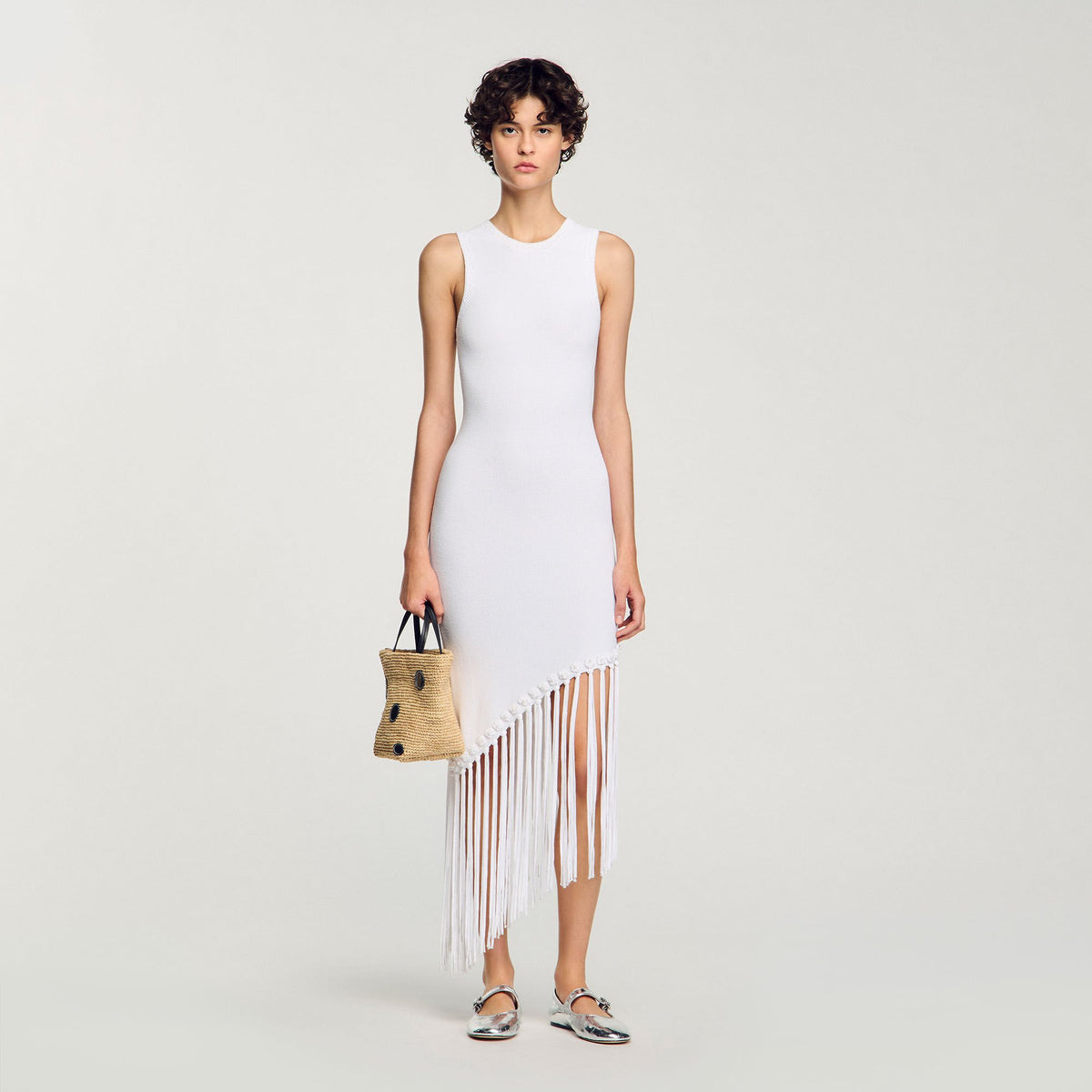Fringed crochet dress | Sandro