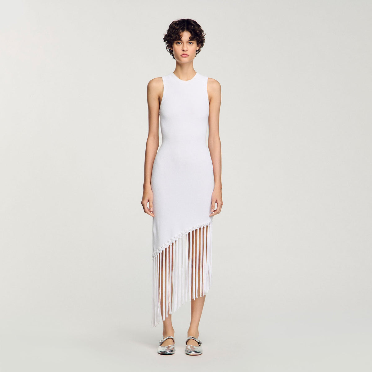 Fringed crochet dress | Sandro