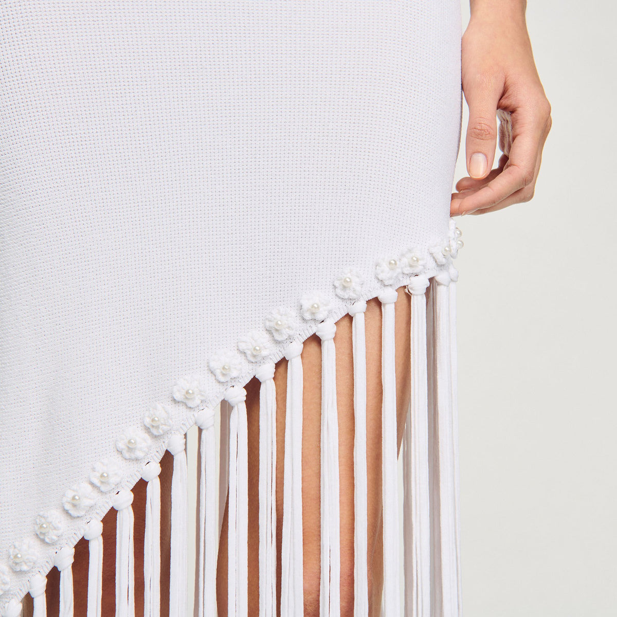 Fringed crochet dress | Sandro