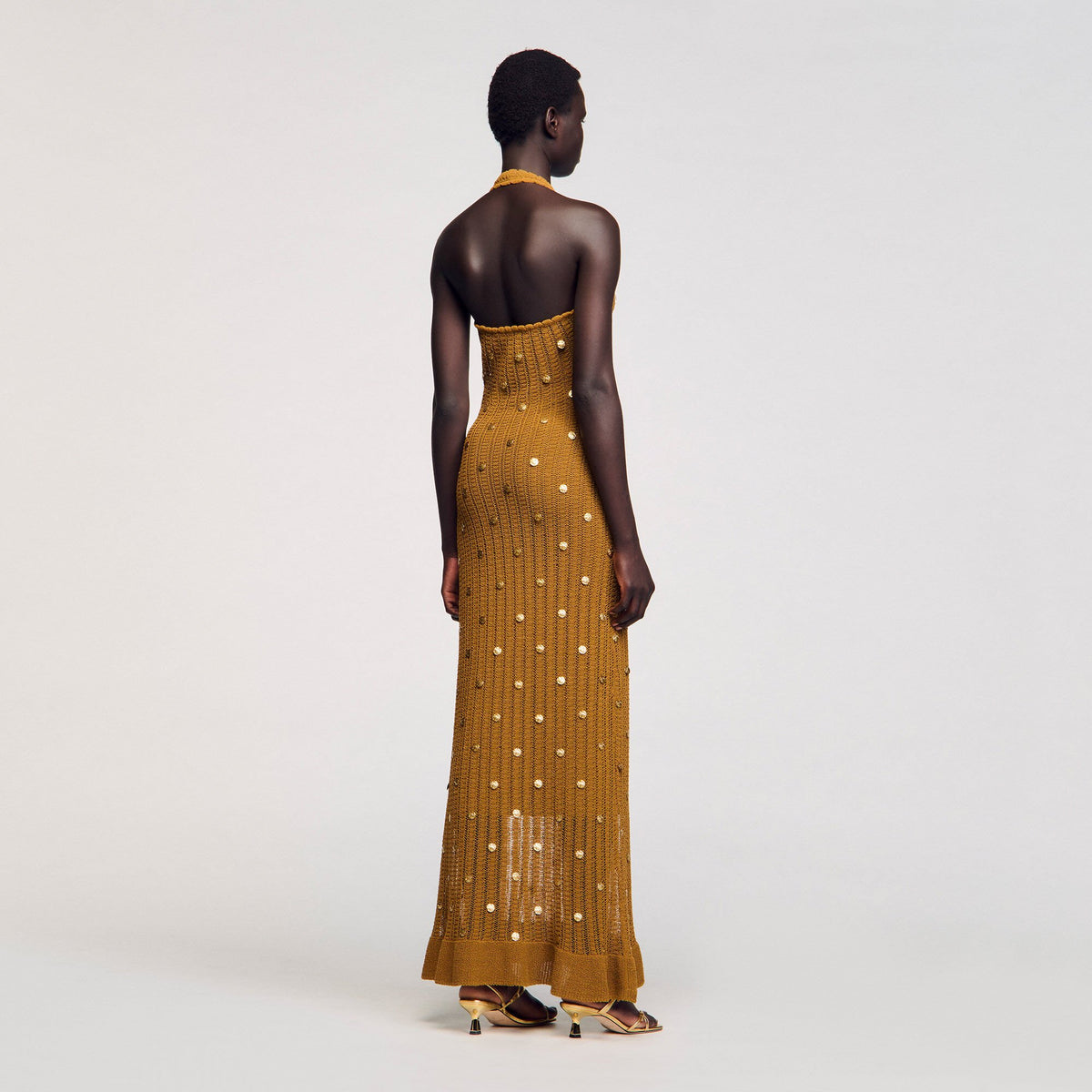 Maxi knit dress with fringes | Sandro