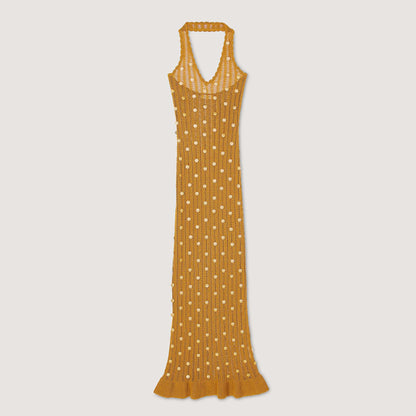 Maxi knit dress with fringes | Sandro