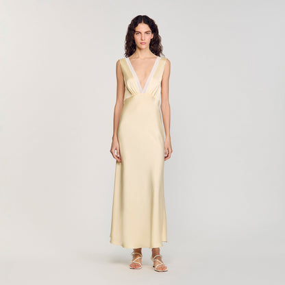 Satin-effect maxi dress | Sandro