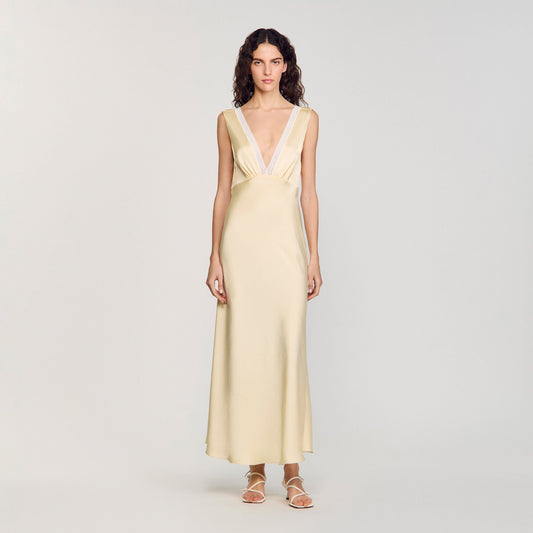 Satin-effect maxi dress | Sandro