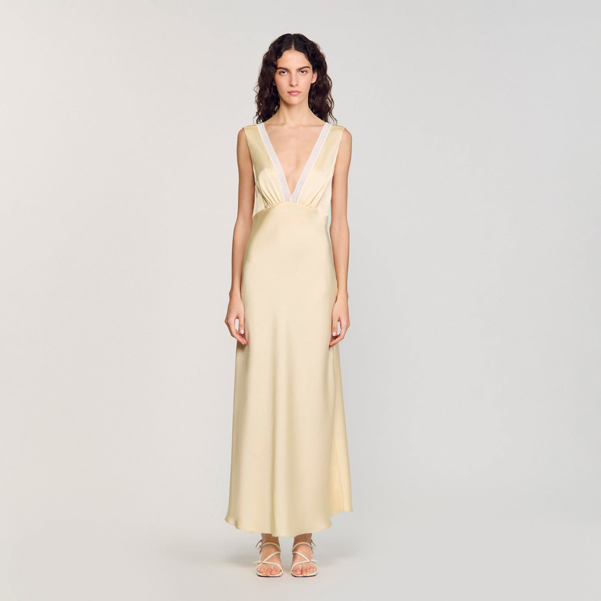 Satin-effect maxi dress | Sandro