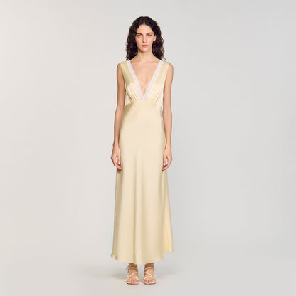 Satin-effect maxi dress | Sandro