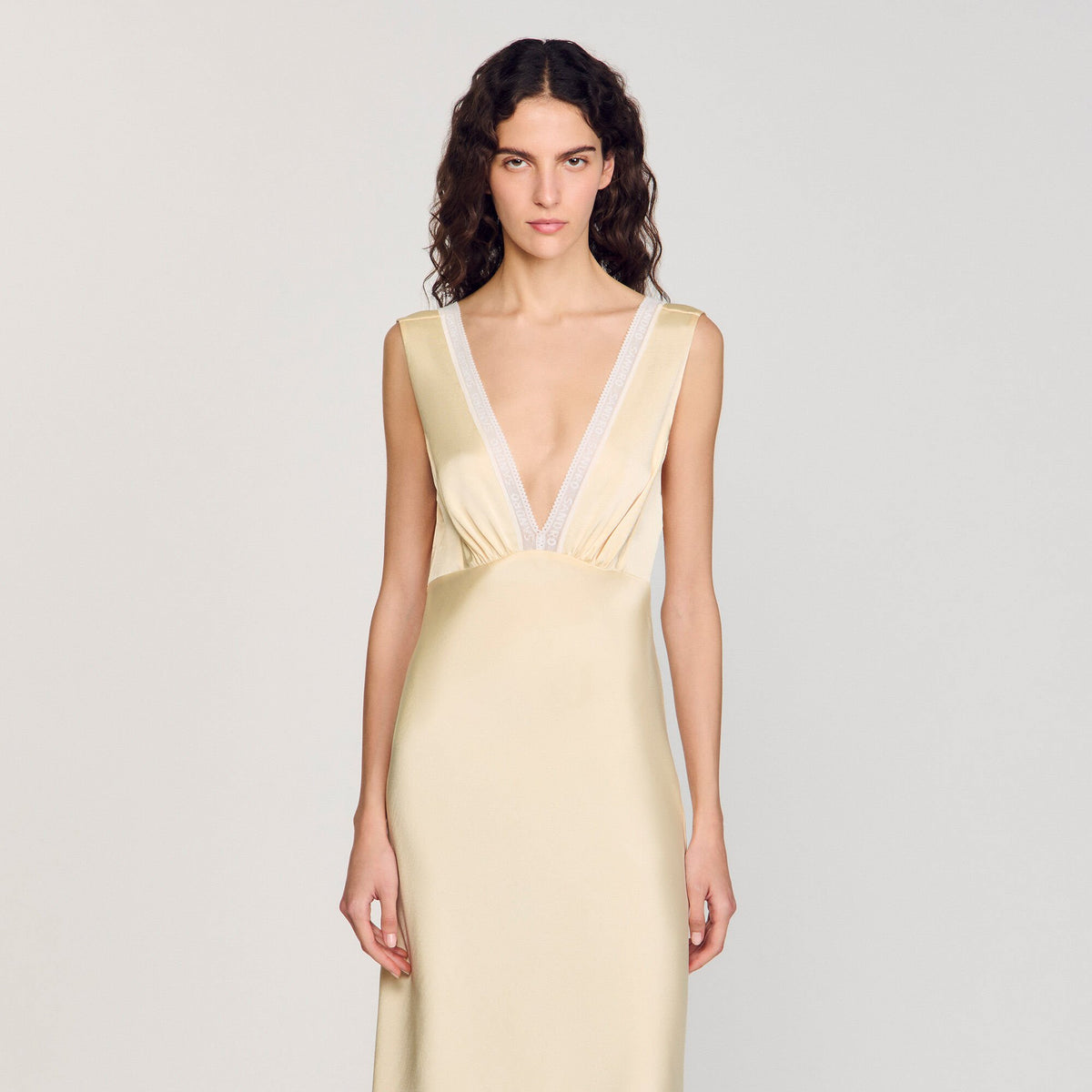 Satin-effect maxi dress | Sandro
