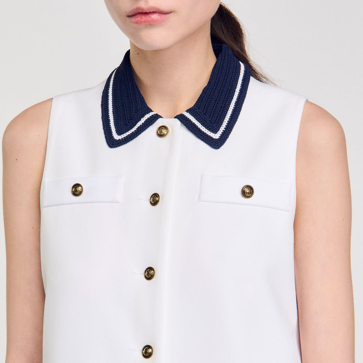 Mini dress with contrasting collar | Sandro