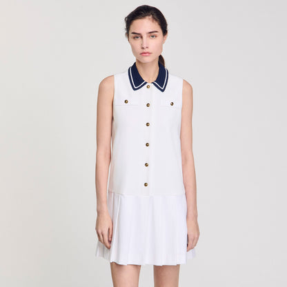 Mini dress with contrasting collar | Sandro