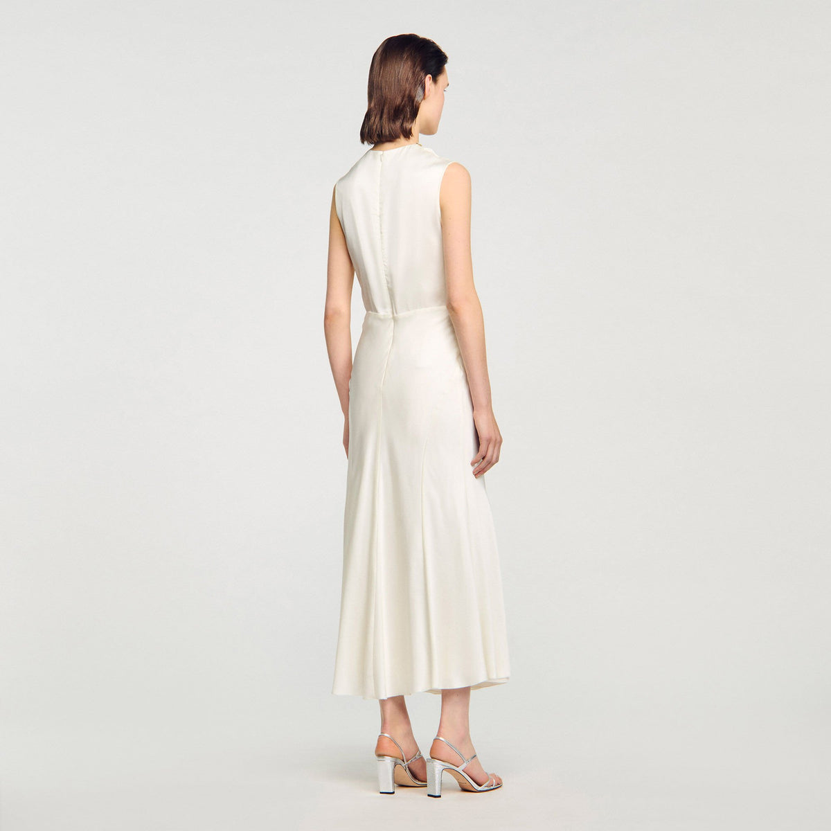 Satin maxi dress with rhinestones | Sandro