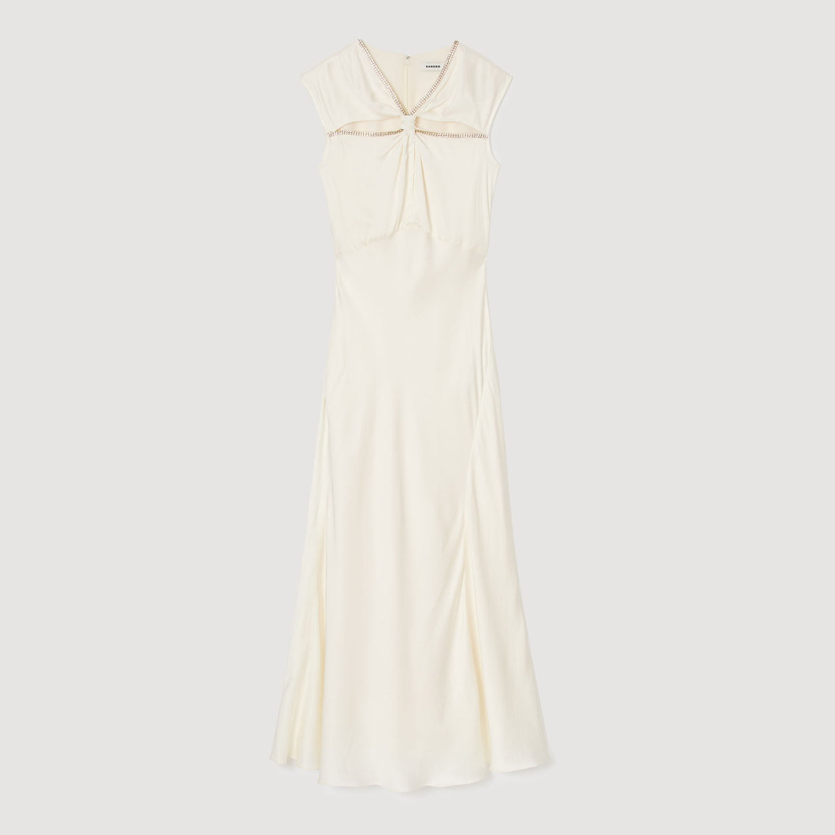 Satin maxi dress with rhinestones | Sandro