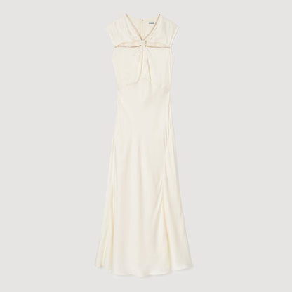 Satin maxi dress with rhinestones | Sandro