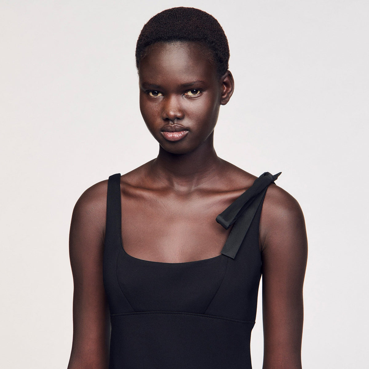 Maxi dual-material dress | Sandro