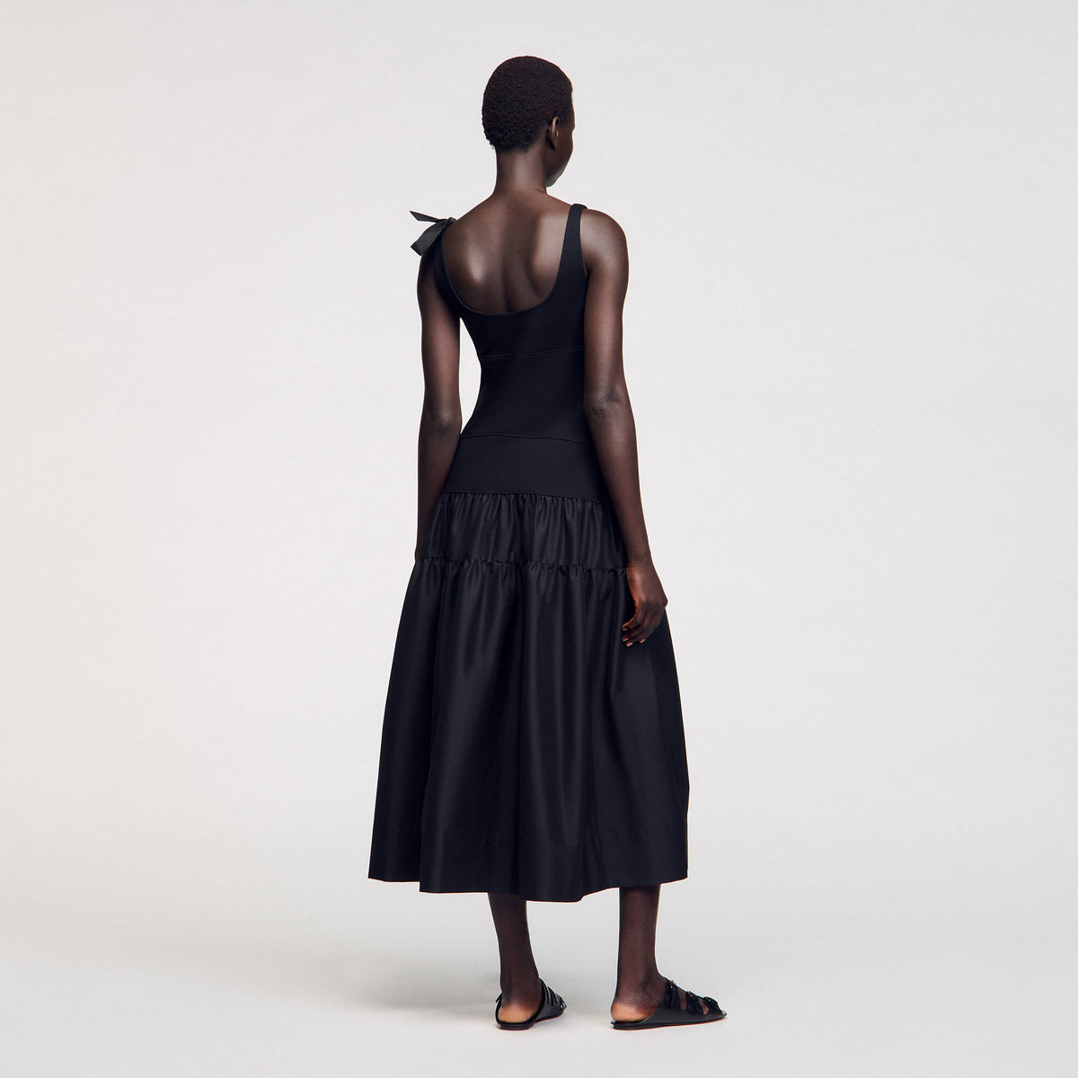 Maxi dual-material dress | Sandro